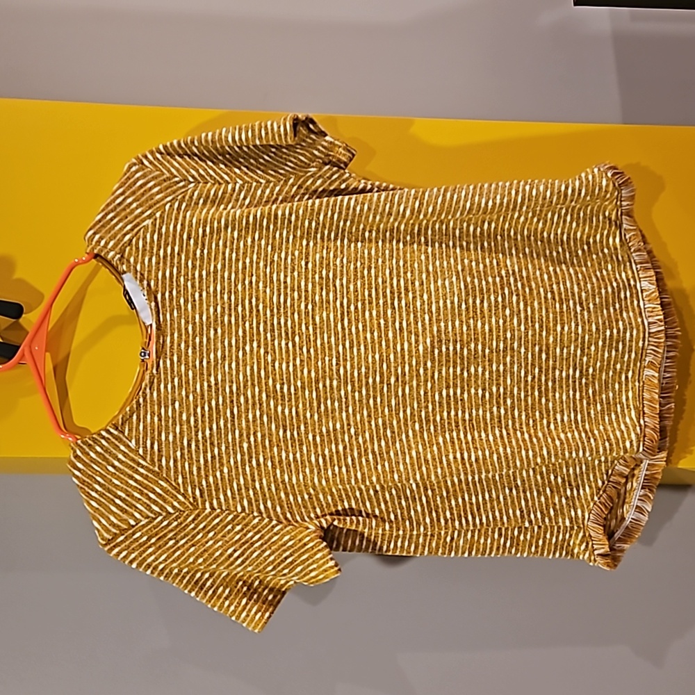 Mustard and white blouse